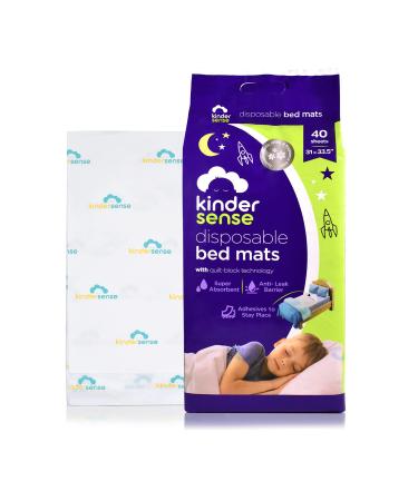 Kindersense® Disposable Bed Pads for Potty Training (20 Pads) - Bedwetting Mat & Mattress Protector - Incontinence Pads with Adhesive Leakproof and Absorbent Pads | Alt. to Training Pants (33.5"x31")