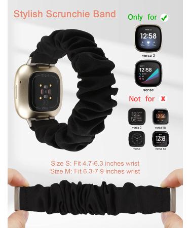 TOYOUTHS 2-Pack Black/Pink Scrunchie Bands for Fitbit Versa 3/Sense | Small Size | Elastic and Breathable Bracelets for Women | Replacement Wristbands for Fitbit Versa 3/Sense Smartwatch - Buy Online on GoSupps.com