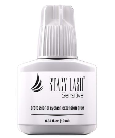 Sensitive Eyelash Extension Glue Stacy Lash (0.34 fl.oz / 10 ml) / Low Fume / 5-6 Sec Drying time/Retention - 5 Weeks/Professional Use Only Black Adhesive/Individual Semi-Permanent Eyelash Extensions 0.34 Fl Oz (Pack of 1)