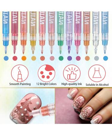 CEOBOALK 12 Metallic 3D Nail Polish Pencil Set - DIY Nail Art Graffiti & Manicure Tools for Halloween - Buy Online on GoSupps.com