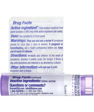 Boiron Sulphur 200Ck - Homeopathic Remedy for Skin & Respiratory Health - 80 Pellets | International Shipping Available - Buy Online on GoSupps.com