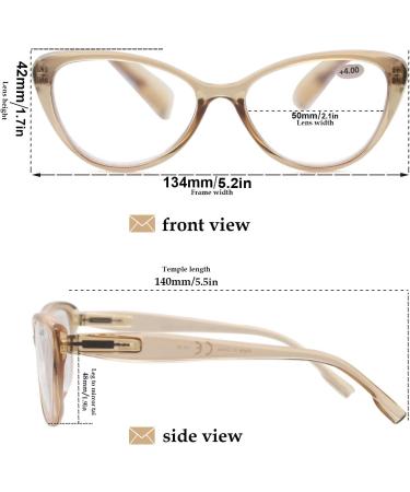 Women's Cat Eye Reading Glasses 1.25 - 4 Pack Stylish Cateye Readers with Comfortable Spring Hinge - Lightweight and Flexible - 4 Mix Color Set - Women's Cheaters - Buy Online on GoSupps.com