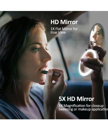 XINBAOHONG LED Lighted Travel Makeup Mirror 5X/1X Magnification - Rechargeable Handheld Compact Mirror for Handbag and Purse - Buy Online on GoSupps.com