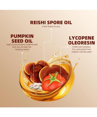 GANOHERB Pumpkin Seed Oil Capsule Lycopene Supplement Cold Pressed Pumpkin Seed 3 in 1 Hair Growth Supplement with Reishi Mushroom Spore Oil for Urinary and Prostate Health 60 Softgels - Buy Online on GoSupps.com