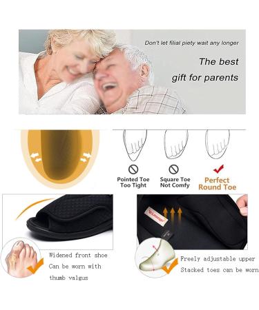 Women's Wide Width Shoes - Adjustable Breathable Casual Sandals for Edema Hammertoe Arthritis & Bunions - Comfy Summer Slippers for Swollen Feet - Size 9 Black - Buy Online on GoSupps.com