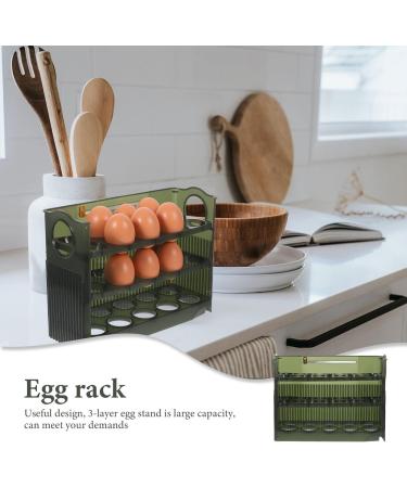 Mikikit Fridge Egg Rack Egg Storage Box Egg Holder 3 Layers Egg Stand Fridge Door Egg Rack Egg Carton Egg Tray re-usable Green 26.00X20.00X10.00CM - Buy Online on GoSupps.com