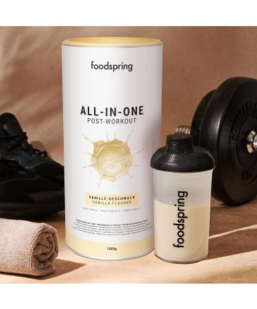 Foodspring All-in-One Post-Workout Shake - 20g Carbs High Protein Low Sugar | Muscle Growth & Recovery (1000g Vanilla) - International Shipping - Buy Online on GoSupps.com
