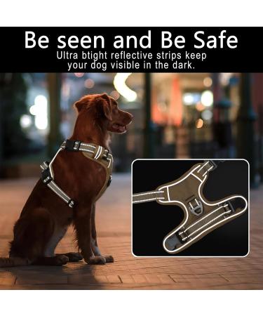 Shop Heele Dog Crockery & Adjustable Reflective Anti-Pull Harness for Large Dogs | Durable Comfortable and Stylish Khaki Design - Buy Online on GoSupps.com