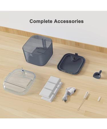 Petory Cat Water Fountain - Automatic 2.2L Pet Water Dispenser with Filters | BPA-Free Grey Fountain for Cats | 2 Flow Modes - Buy Online on GoSupps.com
