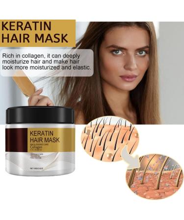 2PC Collagen Hair Treatment Keratin Hair Mask Collagen Treatment Collagen Hair Mask Deep Repair Conditioner Hair Masks Keratin Care Hair Mask Collagen Hair Mask Essence for Dry Damaged Hair for All - Buy Online on GoSupps.com