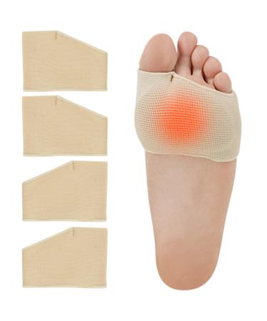 ViveSole Metatarsal Foot Pad For Women & Men (4 Pcs) - Ball of Foot Cushions For Metatarsalgia Pain Relief Sesamoiditis Mortons Neuroma - Forefoot Sleeve for Calluses Corns Bunions With Gel Insert Medium