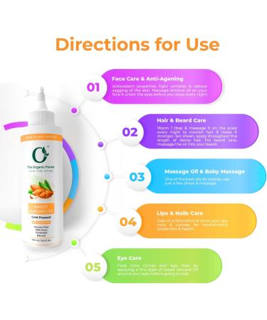100% Pure Sweet Almond Oil for Skin, Face, and Hair | Moisturizing & Acne-Reducing Face Oil | Softens Hair & Scalp | Unscented Badam Oil | Cold Pressed & Unrefined | 100 ML - Buy Online on GoSupps.com