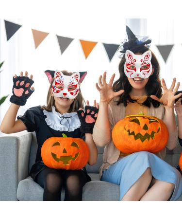 Pretyzoom 10-Piece Cat Mask Set - DIY White Cat Therian Masks for Halloween & Masquerade Cosplay - Buy Online on GoSupps.com