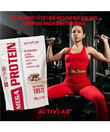 Buy Activlab Mega Protein 700g Powder - Chocolate with Nuts | Best Protein Shake for Muscle Gain | Whey Protein Creatine L-Glutamine & BCAA | 21 Portions of High-Quality Protein - Buy Online on GoSupps.com