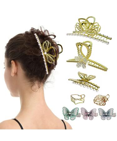 Metal Hair Clips for Women  Gold Hair Clips 8pcs 4.5 inches Nonslip Strong Hold Jaw Gold Claw Clip Fashion Styling Accessories Christmas Gifts for Women