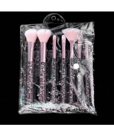 WLLHYF 7 Pack Makeup Brush Set Stylish Glitter Cosmetics Brushes Kit Professional Blending Brush with Crystal Sequins Handle for Eye Shadow Eyeliner Foundation Powder Concealer Blush Lip Women (Pink) - Buy Online on GoSupps.com