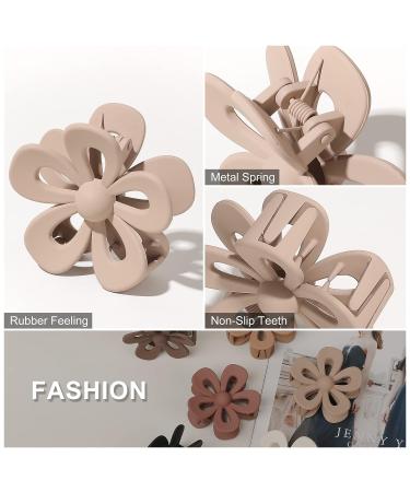 Matte Flower Hair Claw Clip for Thick Hair - Non Slip Strong Hold (6 Brown) - Buy Online on GoSupps.com