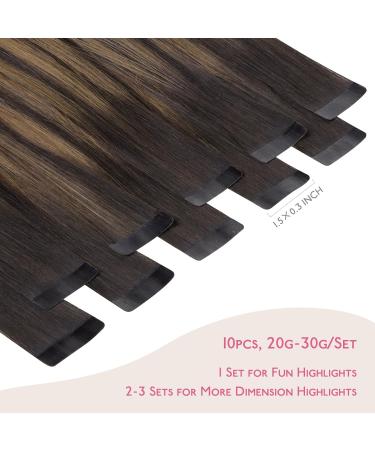Real Hair Tape Extensions - Balayage Dark Brown to Chestnut Brown 10pcs 30g 55cm - Invisible Smooth Refills #2/6/2 - Buy Online on GoSupps.com