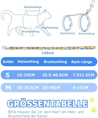 Supet Adjustable Cat Dishes Set - Ideal for Large & Small Cats Kitten Dishes & Cat Leash with Gentle Rainbow Design | International Shipping Available - Buy Online on GoSupps.com