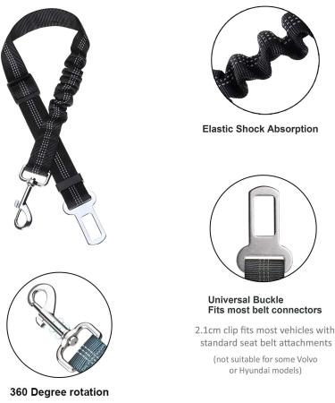 Dog Car Seat Belt Headrest Dog Car Seat Belt Adjustable Dog Car Lead Restraint Seat Belt with Elastic Bungee Buffer and Reflective Stripe Dog Car Safety Harness Pet Travel Accessories - Buy Online on GoSupps.com