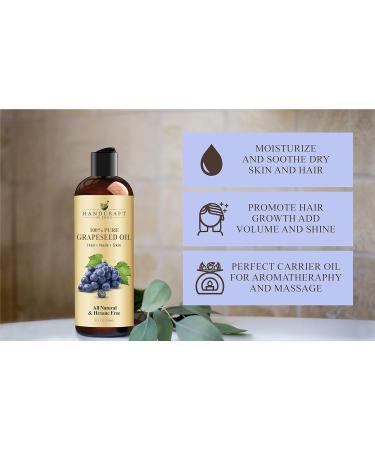 100% Pure Grapeseed Oil - Premium Therapeutic Grade Carrier Oil for Skin and Hair - 236ml (Pack of 1) - Buy Online on GoSupps.com