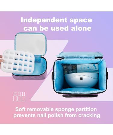 Madholly Portable Nail Polish Organizer - Holds 48 Bottles, Nail Lamp, 3 Tool Pockets, 2 Removable Bags - Gift for Women/Girls - Purple - Buy Online on GoSupps.com