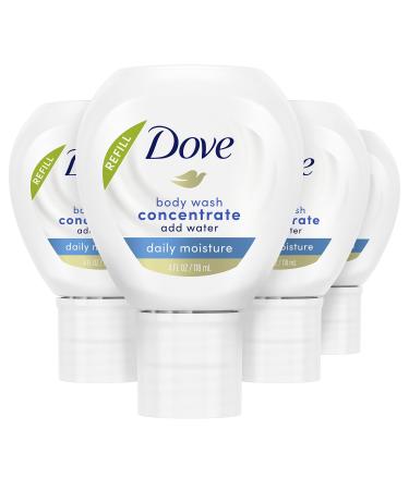 Dove Concentrate Refill for Instantly Soft Skin and Lasting Nourishment Daily Moisture Refill for use Reusable Bottle 4 fl oz (makes 16 fl oz of Body Wash) 4 count