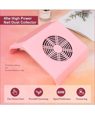 Setgnur 40W Nail Dust Collector for Acrylic Nails - Powerful Salon Vacuum Cleaner with Filter (Pink) - Buy Online on GoSupps.com