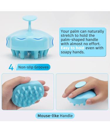 Fretech Updated Scalp Massage Brush - Dual Silicone Bristles for Sensitive Scalp Hair Growth & Gentle Cleansing - Light Blue - Buy Online on GoSupps.com
