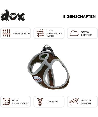 DDOXX Reflecting Airmesh Step-in Dog Harness - Adjustable Puppy Vest for All Sizes - Medium (Brown) - Breast Size 38-43 cm - Buy Online on GoSupps.com