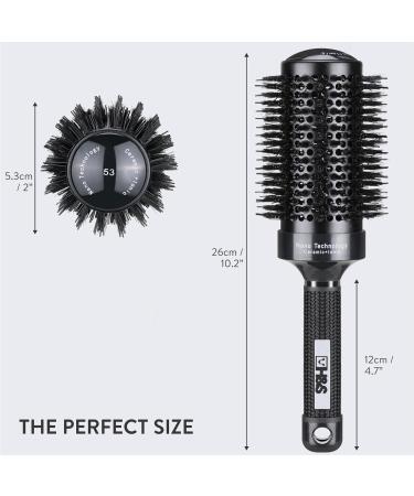 H&S 85mm Round Hair Brush - Natural Boar Bristle - Blow Dry & Quiff Styling - Men & Women - Black - Buy Online on GoSupps.com