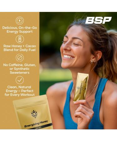 Benavidez Energizing Honey + Cacao Gel - 12 15 g Single-Serve Pouches | Raw Honey & 3.6 g Cacao with L-Carnitine Taurine B-Vitamins | Natural Endurance Fuel | Caffeine Free - Buy Online on GoSupps.com