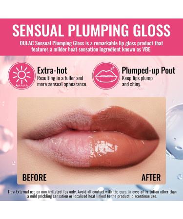 Oulac 3D Hydra Lip Gloss Orange - Plumping Lip Gloss Moisturizing Liquid Lipstick | Transparent Lip Oil Gloss | Enriched with Rose Extract | Vegan Formula 4.5ml (S06) - Buy Online on GoSupps.com