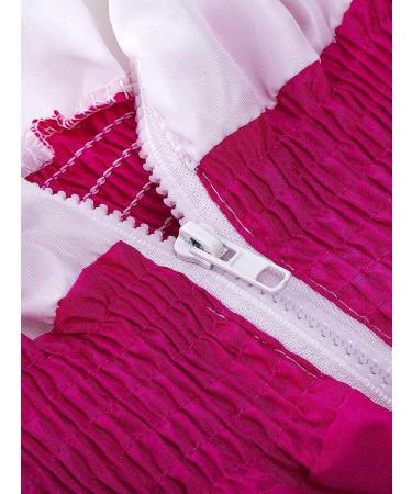 VOIKERDR Women Colorblock One Piece Outfit Set - High Waist Pants & Long Sleeve Zipper Front Jumpsuit - XX-Large, Pink - Buy Online on GoSupps.com