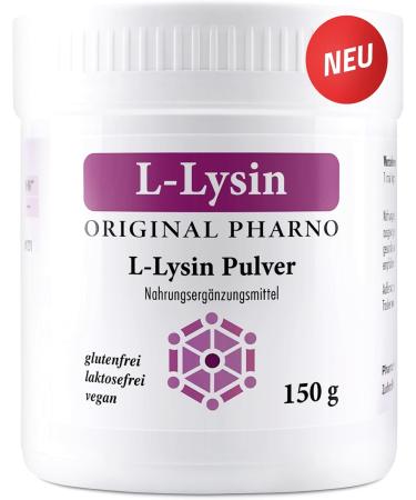  Original Pharno L-Lysine Powder 150g - 100% Pure Lysine Essential Amino Acid Highly Dosed Vegan Good Solubility & Tasteless - For Drinks & Smoothies Without Additives - Original Pharno - Buy Online on GoSupps.com