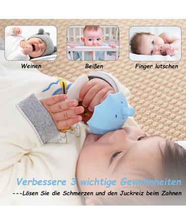 Bite Ring Baby - BPA Free Silicone Suction Foot Toy for Boys & Girls | Blue Umbrella Design | Safe & Fun Teething Solution - Buy Online on GoSupps.com