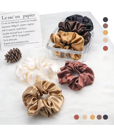 6 Pack Satin Hair Scrunchies - Soft Hair Ties for Frizz Prevention - Multicolor Hair Accessories Gift for Women and Girls - Buy Online on GoSupps.com
