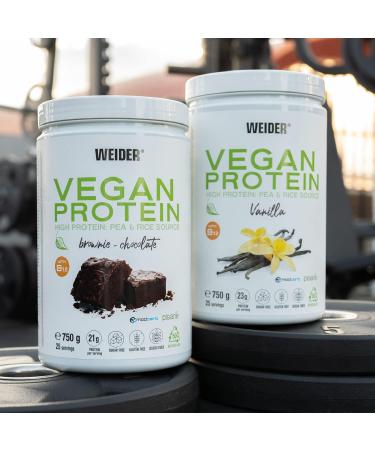 Buy Weider Vegan Protein Duo Pack (2x300g) - Brownie & Vanilla | 100% Plant-Based | Gluten-Free Sugar-Free with Vitamin B12 | Eco-Friendly Packaging - Buy Online on GoSupps.com