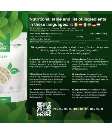 RP Seetang 90 Vegan Tablets | Source of Iodine for Thyroid Health | Supports Skin & Brain | 3-Month Supply | GMO-Free | ISO Certified - Buy Online on GoSupps.com