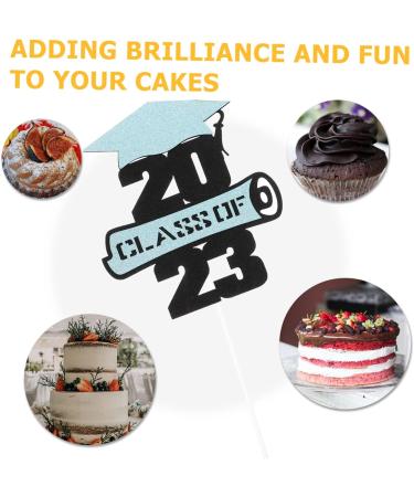 OFFSCH 5pcs 2023 Graduation Visa Insertion Graduation Gold Edible Money Graduation Party Graduation Picks Graduation Cap College Graduation Decorations Graduation Sticks Props Cake Paper Blue 13x11.5cm - Buy Online on GoSupps.com