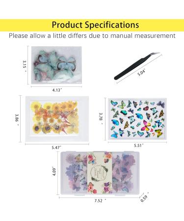 Dried Pressed Flowers for Resin & DIY Crafts - 185 Pcs Natural Dry Flowers with Plastic Case & Butterflies Yellow - Buy Online on GoSupps.com