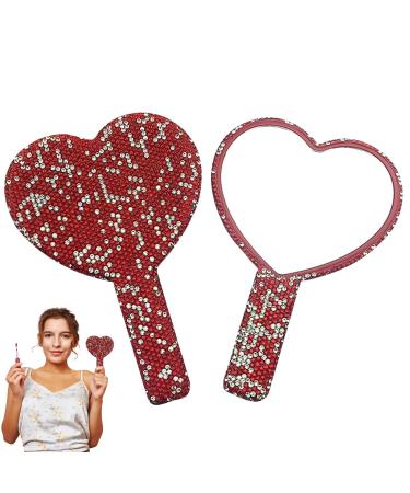Traziewell Mirrors with Handle for Make Up Hair Cutting Tool Heart Shaped Handle Mirror for Daily Salon Barbers Red Heart Mirror JZ000322 Jz000322 Three Seats