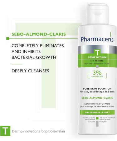 Pharmaceris T Sebo-Almond-Claris Face Cleanser for Acne Skin Back and Neckline Cleanser Bacteriostatic Cleansing Fluid Almond Acid Lemon Extract - 190 ml - Buy Online on GoSupps.com