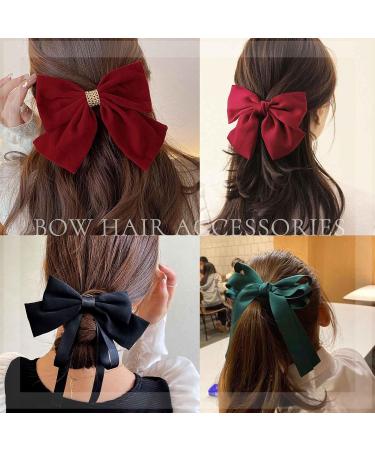 Silky Boho Satin Hair Bows Red Bow Hair Clips Satin Hair Clips Clip Plain Bow Hairpin Headwear French Hair Clip Ponytail Accessories Jewellery (Red) - Buy Online on GoSupps.com