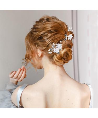 Boyrot 5 Pcs Wedding Hairpins - Bridal Pearl Hair Jewelry with Flowers & Leaves - U-Shaped Hair Clips for Women & Girls - Silver Bridal Accessories in 5 Styles - Buy Online on GoSupps.com