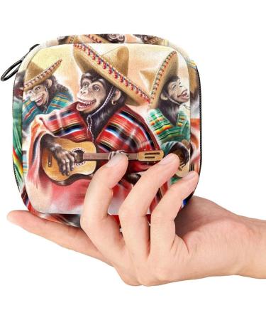 Funny Mexican Monkey Menstruation Pad Bag with Zipper Stylish Collection Bag for Women & Girls - Buy Online on GoSupps.com