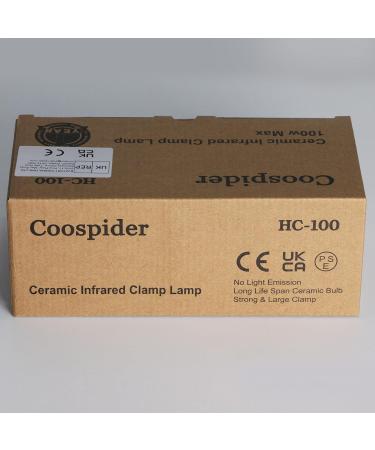 Coospider 100W Infrared Ceramic Heat Lamp for Reptiles & Amphibians - No Visible Light E27 Bulb Holder Perfect for Turtles Lizards Snakes & More - Buy Online on GoSupps.com