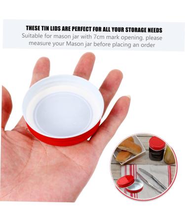 VINTORKY 12pcs Mason Jar Lids Mason Cup Lids Kitchen Storage Accessories Mason Jar Drinking Lids Regular Canning Lids Regular Mouth Lids Screw Jar Lid Caps Ingredients Metal Tinplate Child 7x7x1.5cm Red - Buy Online on GoSupps.com