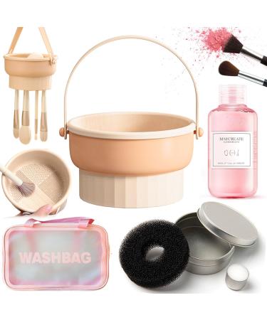 3-in-1 makeup brush cleaning mat multifunctional drying basket with handle silicone cleaner matt cleaner sponge 150ml professional make-up brush cleaner (yellow) - Buy Online on GoSupps.com