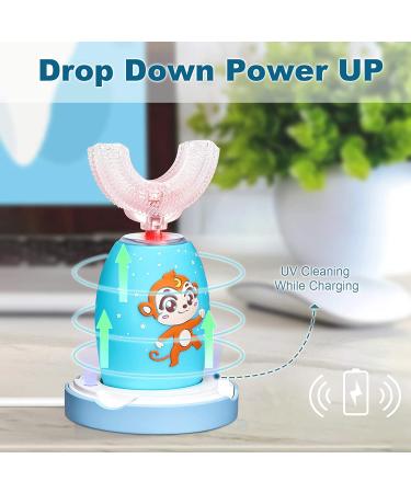 Sunartec Musical Ultrasonic Kids Electric Toothbrush - Cute Cartoon 360 Automatic Toothbrush for Toddlers 2-10 Years with 3 Modes - U-Shaped Brush Head (D-blue) - Buy Online on GoSupps.com